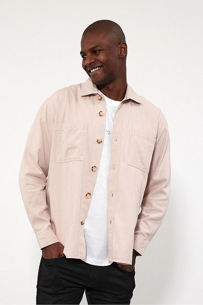 VENA Tom Oversize Gabardine Πουκάμισο - Πέτρα