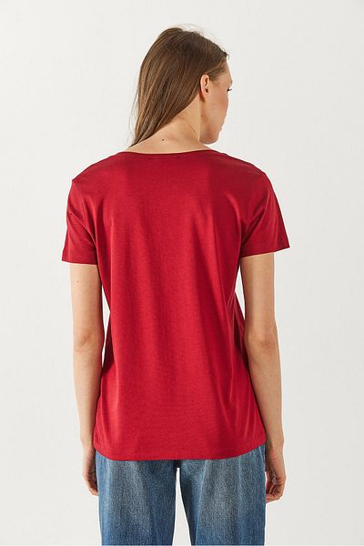 VENA Tricou cu decolteu în V pentru somn regulat (TENCEL) (TM) - Roșu Claret