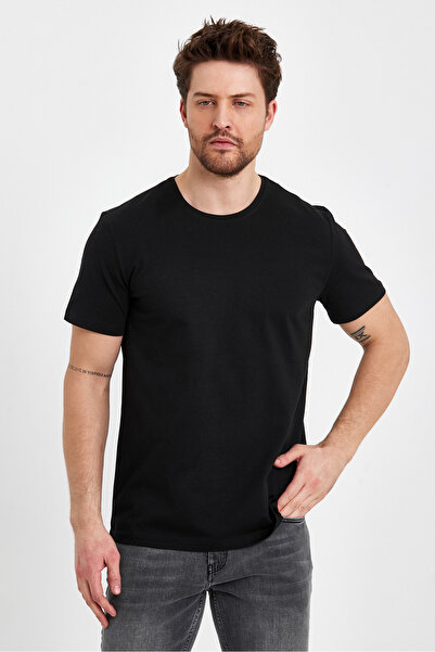 VENA Μπλουζάκι Ken Crew Neck Regular Fit Basic - ΜΑΥΡΟ