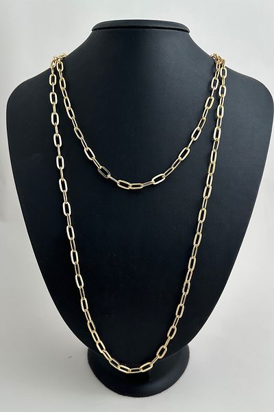 Modex Gold Color Double Chain Necklace(60Cm-40Cm)