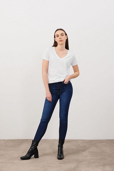 VENA Μπλουζάκι Boyfriend V Neck Regular Fit (Modal) - Λευκό