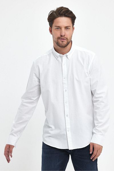 VENA Men's Regular Fit Oxford Shirt - White
