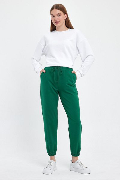 VENA Women's Slim Straight Sweatpants with Elastic Legs - Forest