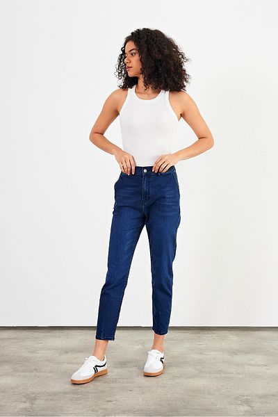VENA Pantaloni de jeans Norah Blue Black cu talie elastică - Blue Black