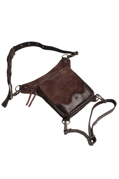 Crow'sRoom Handmade Deri Bel Ve Bacak Çantası (BÜYÜK MODEL KAHVE)