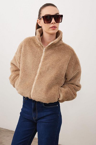 VENA Melly Plush Jacket - Beige