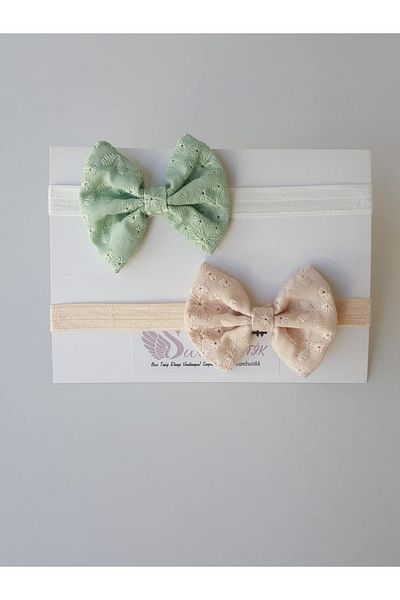 swan butik Baby Girl Kids Bandana αγκράφα Σετ 2 τεμαχίων μέντας και κρέμα