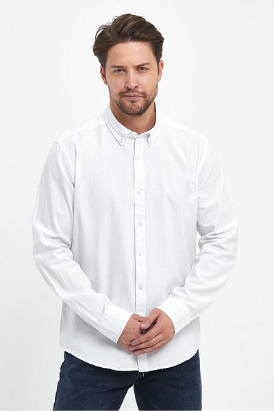 VENA Men's Regular Fit Oxford Shirt - White