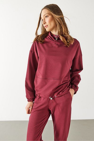 VENA Norah Regular Fit Sweatshirt with Neck Detail - Mürdüm