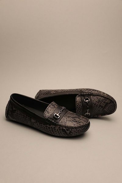 Gondol Mocasini clasici din piele naturala de dama Grey Snake 37 Ttx.797