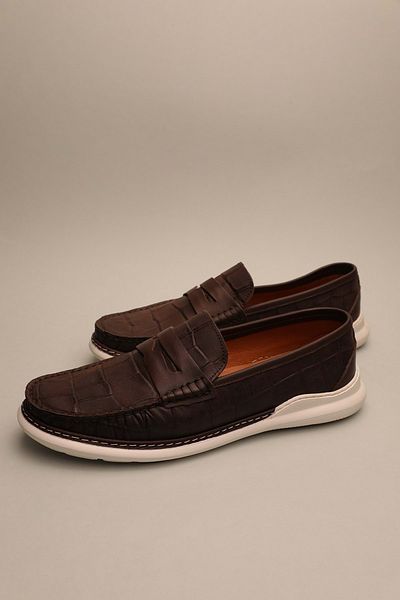 Gondol Loafer clasic din piele naturală pentru bărbați Brown Croco 41 Ttx.651