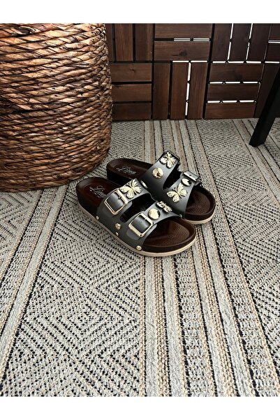 Behtah Kundura Платинові метелики з камінцями, стильний дизайн, м'які ортопедичні тапочки на високій підошві для щоденного використання