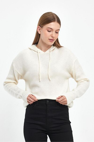VENA Emma Regular Fit Hooded Knitwear Sweater - Bone