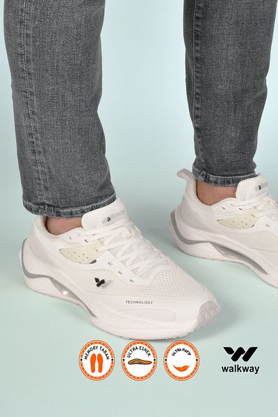 WALKWAY Ανδρικά αθλητικά παπούτσια White Mesh Light Flexible Memory Foam Tiraspol M