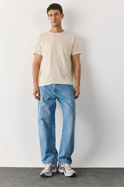 VENA Μπλουζάκι με λογότυπο Crew Neck - Μπεζ