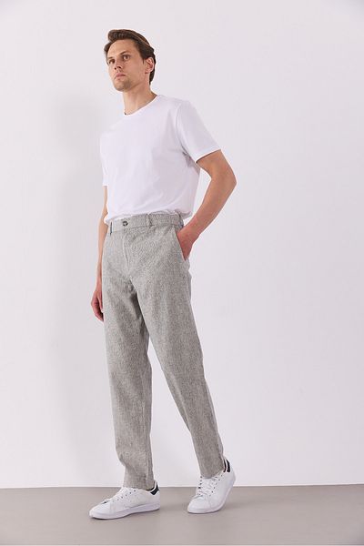VENA Ken Waist Elastic Lycra Λινό Παντελόνι Chino - ΣΚΟΥΡΟ ΜΠΛΕ ΡΙΓΕ