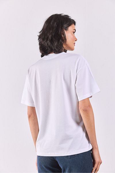 VENA Jeans Printed Crew Neck Regular Fit T-Shirt - White