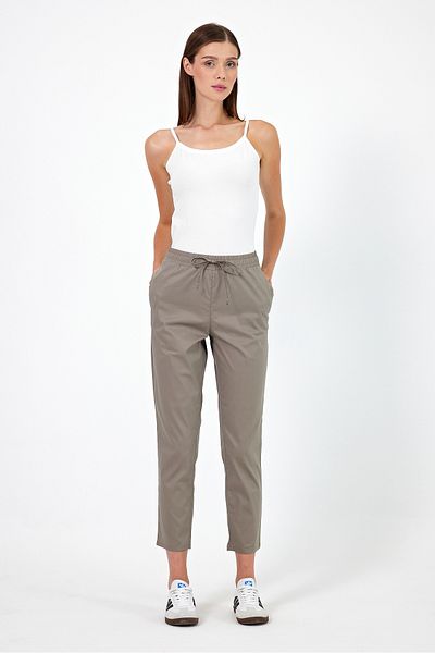 VENA Alian Elastic Waist Gabardine Trousers - Khaki