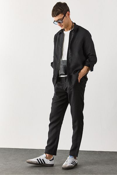 VENA Λινό πουκάμισο Nicolas Regular Fit - Μαύρο