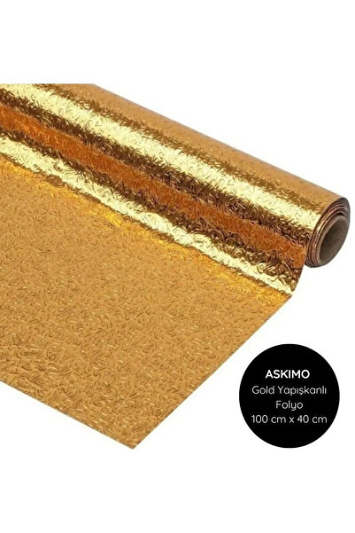 Askımo 100 x 40 cm Kendinden Yapışkanlı Silinebilir Mutfak Tezgah Üstü Sticker Folyo Gold Renk
