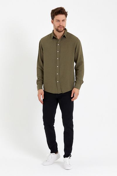 VENA Λινό πουκάμισο Nicolas Regular Fit - KHAKI