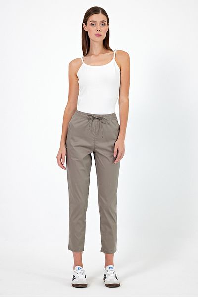 VENA Alian Elastic Waist Gabardine Trousers - Khaki
