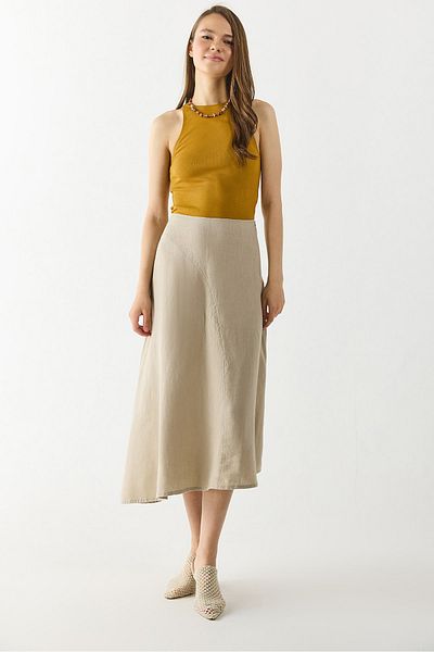 VENA Fusta largă din in Mary Shredded - MINK