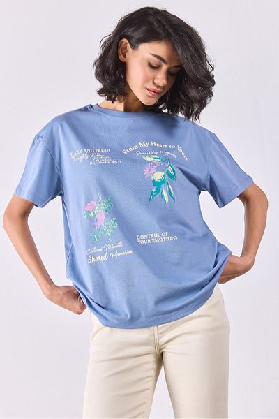 VENA Tricou cu imprimeu Daily Fresh - SKY BLUE