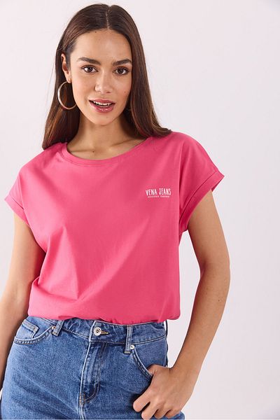 VENA Tricou cu logo Cindy Vena - FUCHIA