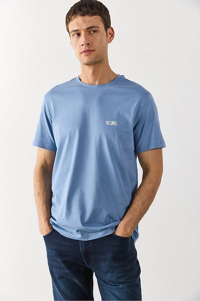 VENA Μπλουζάκι με στάμπα Crew Neck Regular Fit - Sky Blue