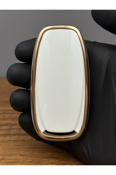 Luxe Aksesuarr Audi Smart A4 - A5 - Q5 - A6 - A7 - A8 - Husa de protectie cheie din silicon cu 3 butoane Culoare alba