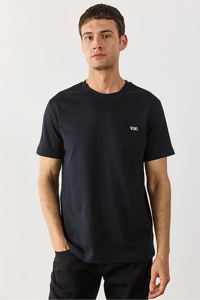 VENA Μπλουζάκι με στάμπα Crew Neck Regular Fit - Μαύρο