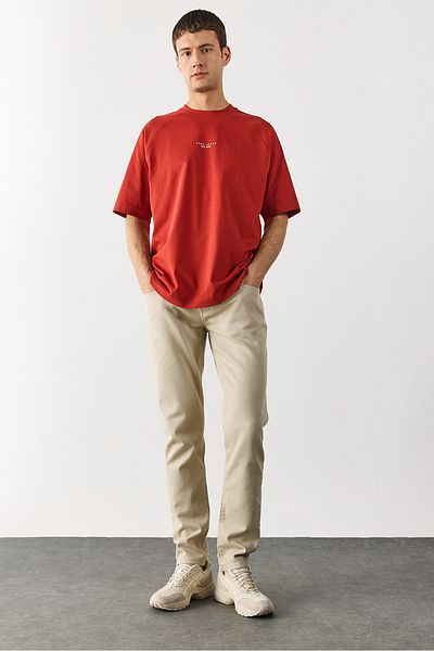 VENA Edward Slim Straight Colored Jean Trousers - Stone