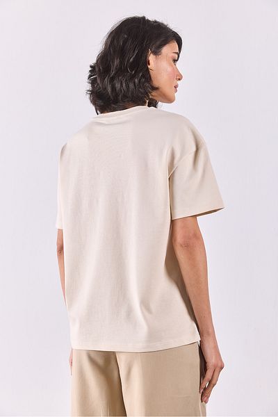 VENA Μπλούζα Crew Neck Oversize Άνετη Κατάληξη Basic - ΦΥΣΙΚΟ