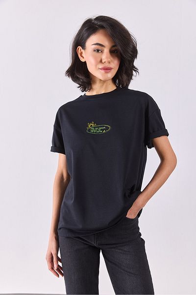 VENA Tricou cu imprimeu Sunshine - NEGRU