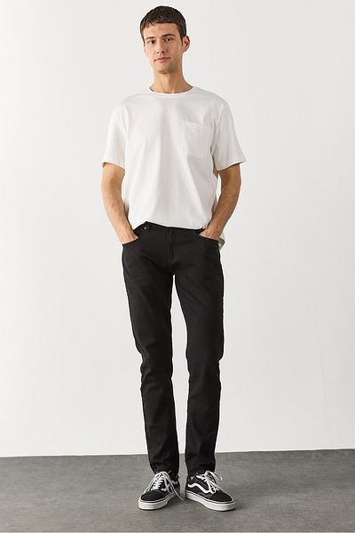 VENA Edward Slim Straight Colored Jean Trousers - Black