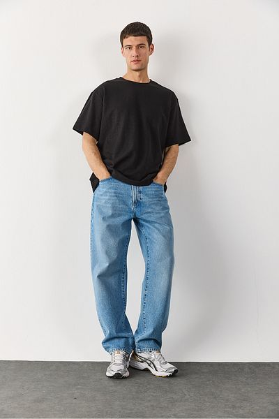 VENA Μαύρο Oversize T-Shirt με Κρουαζέ Λαιμό