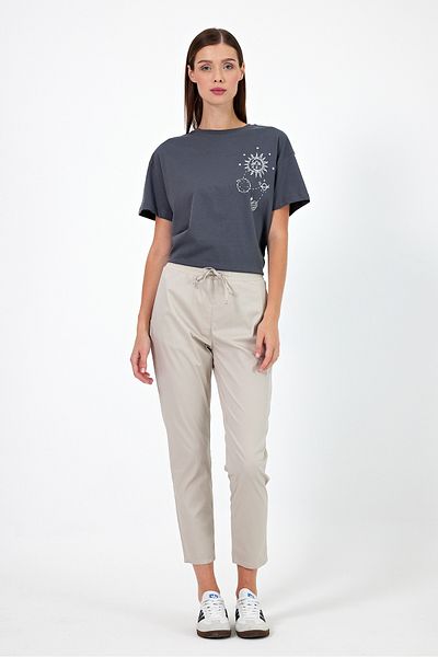 VENA Alian Elastic Waist Gabardine Trousers - Stone