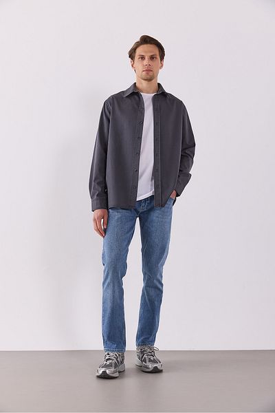 VENA Nicolas Regular Fit Sulfur Striped πουκάμισο - ΑΝΘΡΑΚΙΤΙΚΟ ΡΙΓΕ