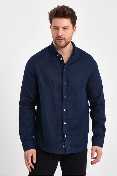 VENA Λινό πουκάμισο Nicolas Regular Fit - ΣΚΟΥΡΟ ΜΠΛΕ