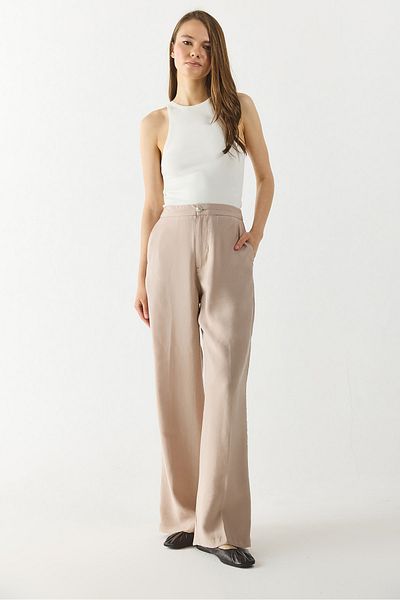 VENA Holly Wide Leg Trousers(Cupro) - Stone
