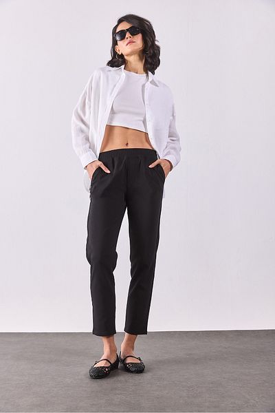 VENA Alian Smart Trousers with Elastic Waist - Black