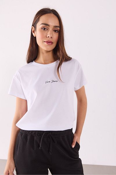 VENA Tricou cu croială normală cu sigla Mini Vena - ALB