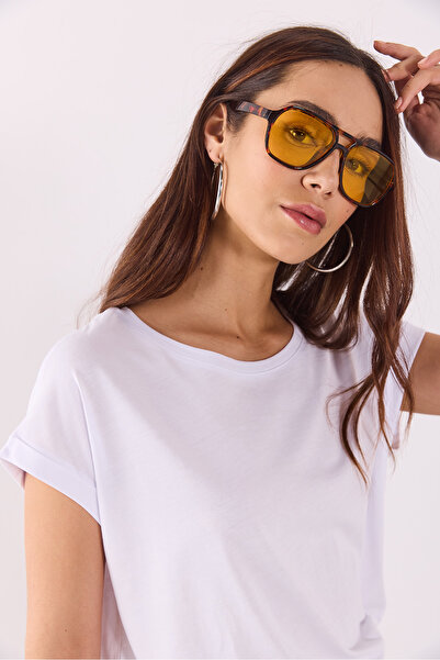 VENA Tricou modal de bază Cindy Crew Neck Regular Fit (TENCEL)(TM) - ALB