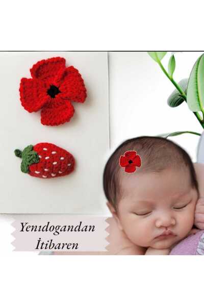Kadın Girişimciler Atölyesi Poppy Flower and Strawberry Baby Buckle 100% Natu...