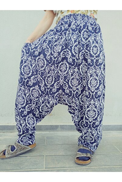 hoaryage Viskon Basma Kumaş Çiçek Desenli Cepli Şalvar %100 Pamuk