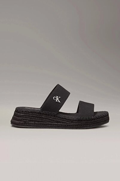 Calvin Klein Kadın Siyah Platform Logolu Terlik