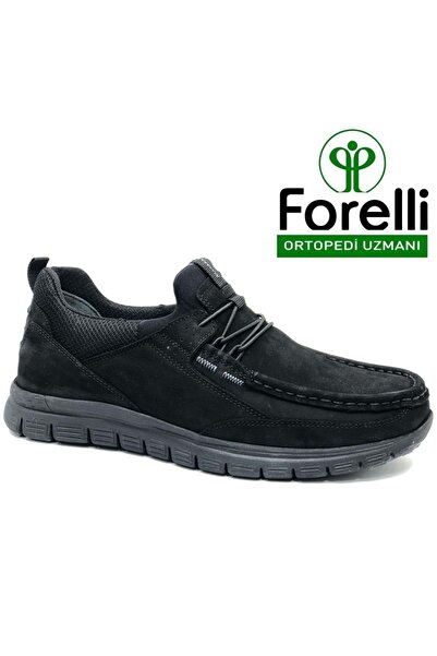 Forelli Tanza Genuine Leather Orthopedic Comfort Tımbır Men's Casual Shoes Black