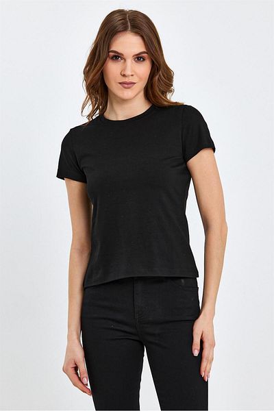 VENA Tricou de bază Rachel Crew Neck Slim Fit - Negru