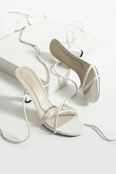 HVZ Exclusive White Women's Ankle Strap Daily Comfortable Heeled Shoes (9cm) Wedding, Engagement, Promise, Wedding Dress